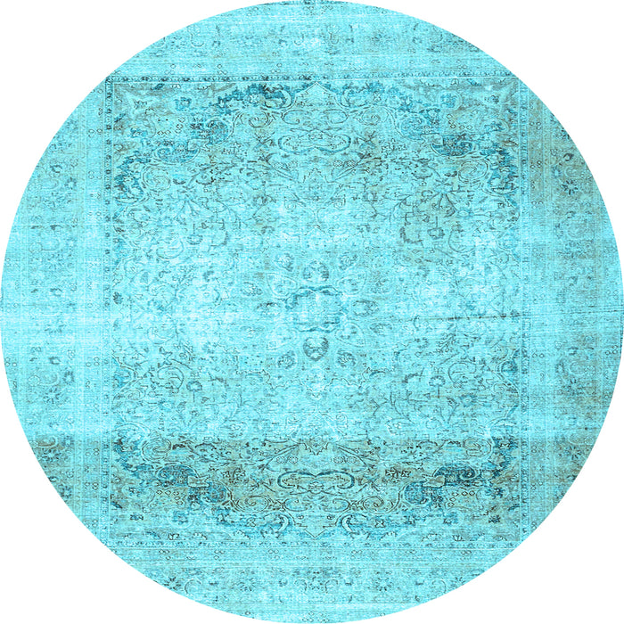 Round Persian Light Blue Traditional Rug, tr4421lblu