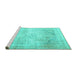 Sideview of Machine Washable Persian Turquoise Traditional Area Rugs, wshtr4421turq