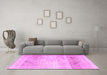 Machine Washable Persian Pink Traditional Rug in a Living Room, wshtr4421pnk