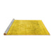 Sideview of Machine Washable Persian Yellow Traditional Rug, wshtr4421yw