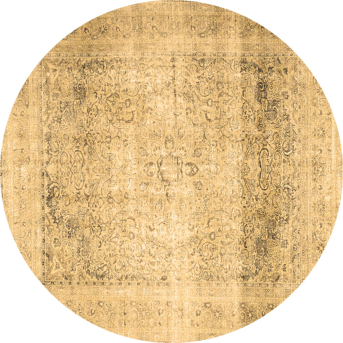 Round Persian Brown Traditional Rug, tr4421brn