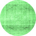Round Persian Emerald Green Traditional Rug, tr4421emgrn