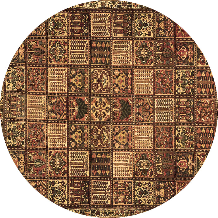 Round Machine Washable Persian Brown Traditional Rug, wshtr4422brn