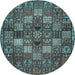 Round Persian Light Blue Traditional Rug, tr4422lblu