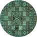 Round Machine Washable Persian Turquoise Traditional Area Rugs, wshtr4422turq