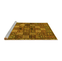 Sideview of Machine Washable Persian Yellow Traditional Rug, wshtr4422yw
