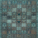 Square Machine Washable Persian Light Blue Traditional Rug, wshtr4422lblu