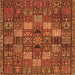 Round Machine Washable Persian Orange Traditional Area Rugs, wshtr4422org