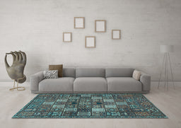 Machine Washable Persian Light Blue Traditional Rug in a Living Room, wshtr4422lblu