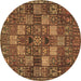 Round Persian Brown Traditional Rug, tr4422brn