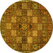 Round Machine Washable Persian Yellow Traditional Rug, wshtr4422yw