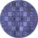 Round Persian Blue Traditional Rug, tr4422blu