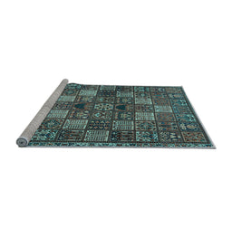 Sideview of Machine Washable Persian Light Blue Traditional Rug, wshtr4422lblu