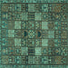 Square Machine Washable Persian Turquoise Traditional Area Rugs, wshtr4422turq