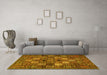 Machine Washable Persian Yellow Traditional Rug in a Living Room, wshtr4422yw