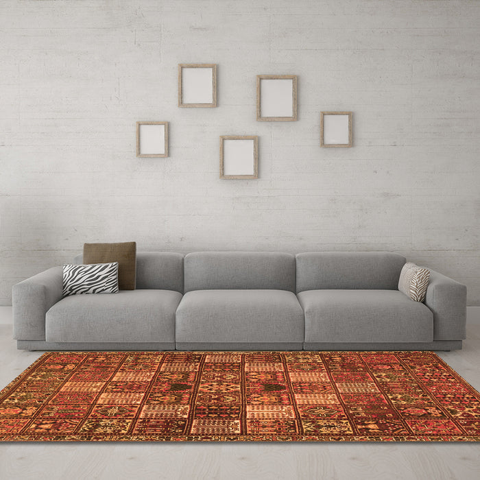 Machine Washable Persian Orange Traditional Area Rugs in a Living Room, wshtr4422org