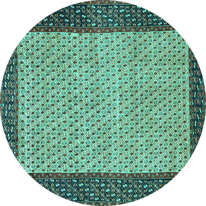 Round Persian Turquoise Traditional Rug, tr4423turq