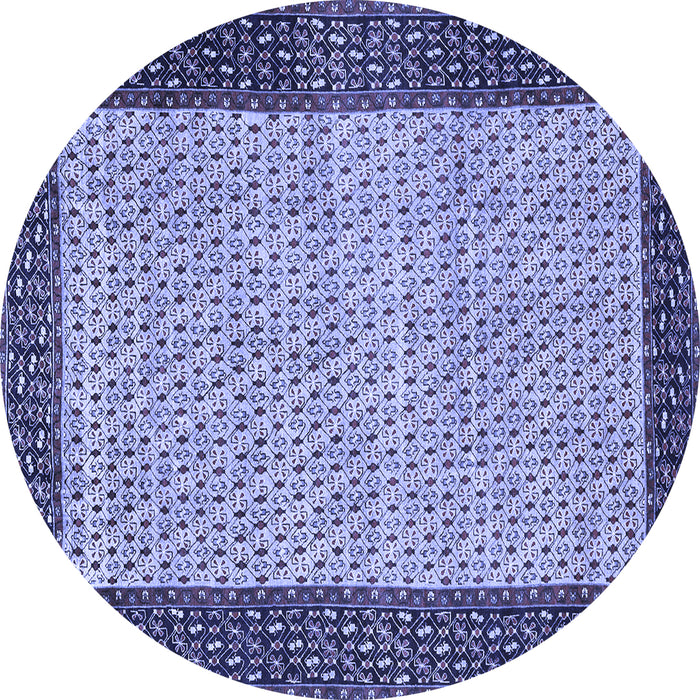 Round Machine Washable Persian Blue Traditional Rug, wshtr4423blu