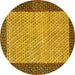 Round Machine Washable Persian Yellow Traditional Rug, wshtr4423yw