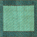 Square Persian Turquoise Traditional Rug, tr4423turq