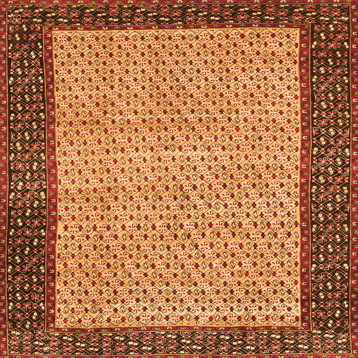 Round Machine Washable Persian Orange Traditional Area Rugs, wshtr4423org