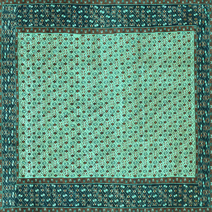 Square Machine Washable Persian Turquoise Traditional Area Rugs, wshtr4423turq