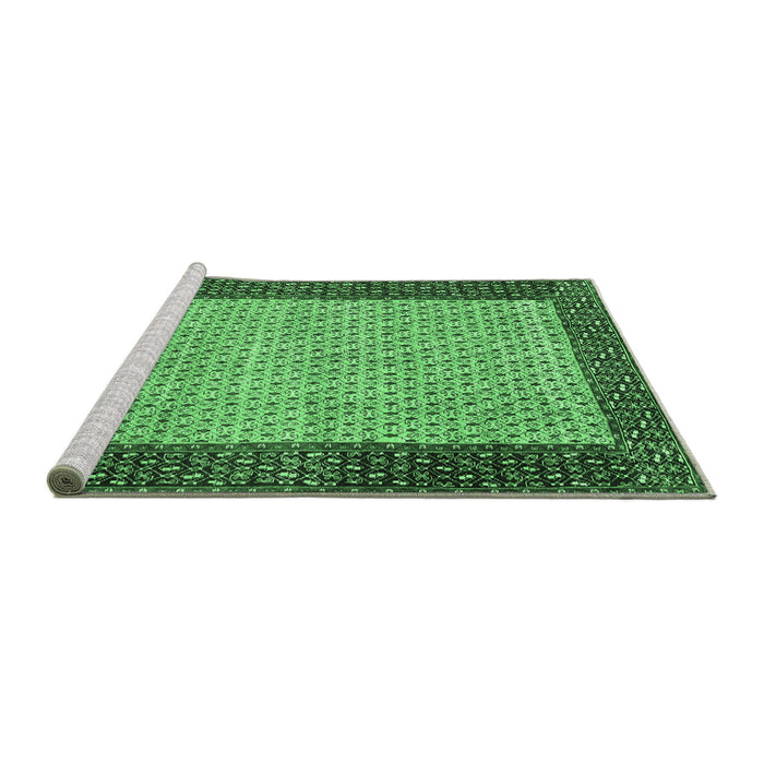 Sideview of Machine Washable Persian Emerald Green Traditional Area Rugs, wshtr4423emgrn