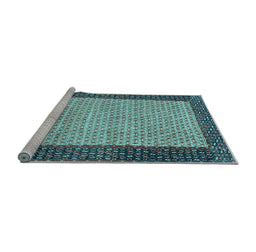 Sideview of Machine Washable Persian Light Blue Traditional Rug, wshtr4423lblu