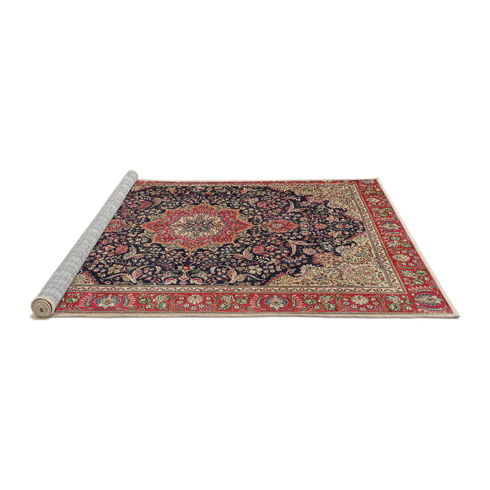 Sideview of Machine Washable Traditional Saffron Red Rug, wshtr4424