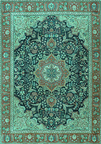 Medallion Turquoise Traditional Rug, tr4424turq