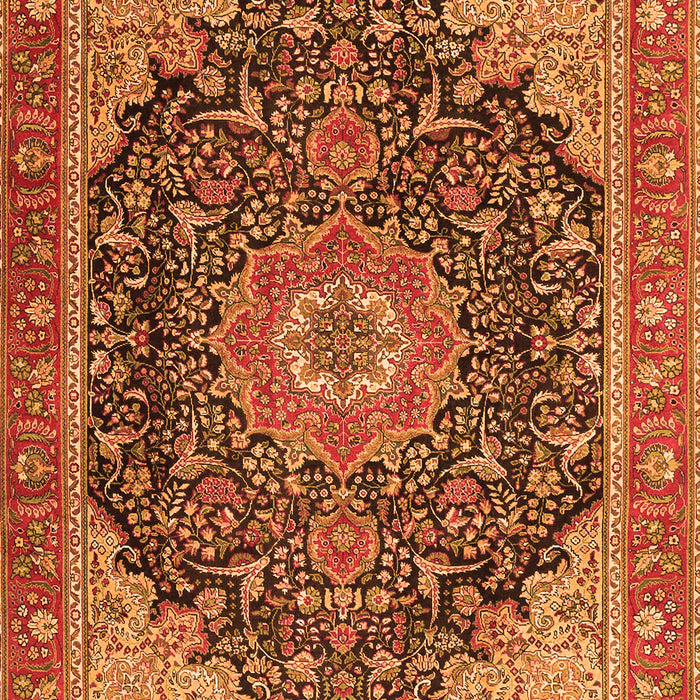 Serging Thickness of Machine Washable Medallion Orange Traditional Area Rugs, wshtr4424org