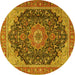 Round Medallion Yellow Traditional Rug, tr4424yw