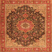 Serging Thickness of Medallion Orange Traditional Rug, tr4424org