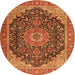 Square Medallion Orange Traditional Rug, tr4424org