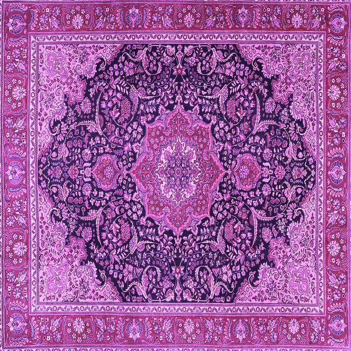 Square Machine Washable Medallion Purple Traditional Area Rugs, wshtr4424pur