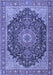 Machine Washable Medallion Blue Traditional Rug, wshtr4424blu