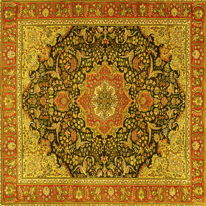 Square Medallion Yellow Traditional Rug, tr4424yw