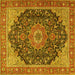 Square Medallion Yellow Traditional Rug, tr4424yw