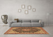 Machine Washable Medallion Brown Traditional Rug in a Living Room,, wshtr4424brn