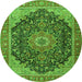 Square Medallion Green Traditional Rug, tr4424grn