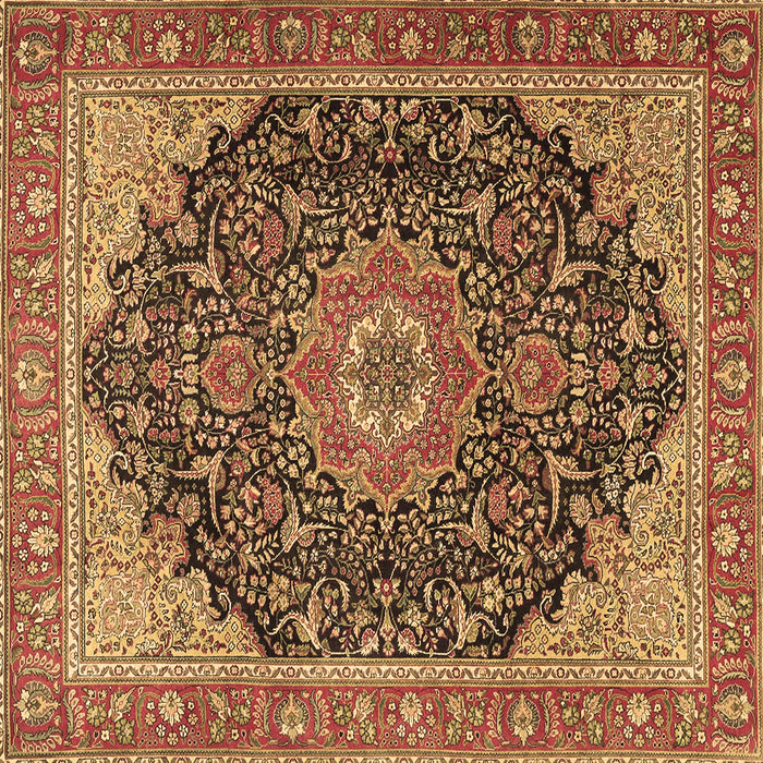 Square Machine Washable Medallion Brown Traditional Rug, wshtr4424brn
