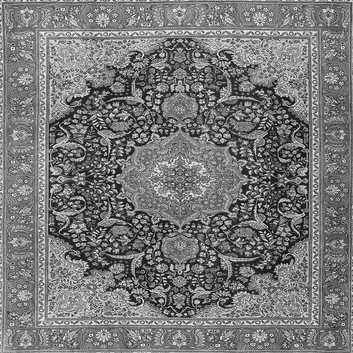 Round Machine Washable Medallion Gray Traditional Rug, wshtr4424gry