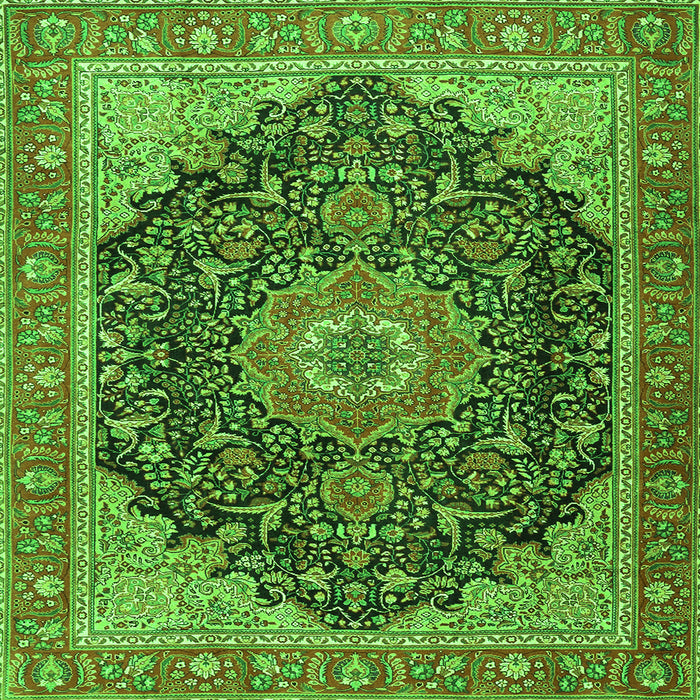 Serging Thickness of Medallion Green Traditional Rug, tr4424grn
