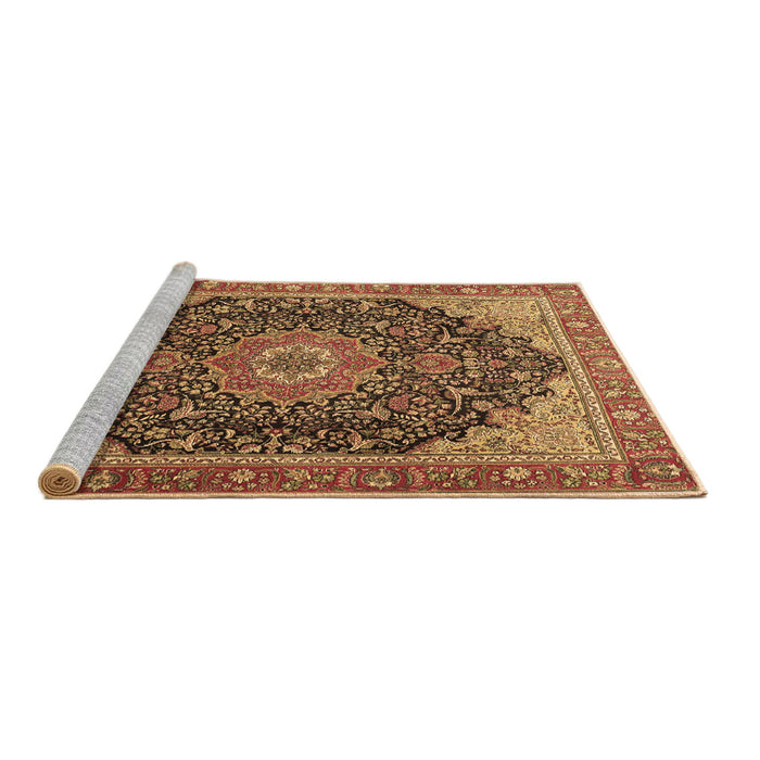 Sideview of Machine Washable Medallion Brown Traditional Rug, wshtr4424brn