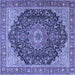 Square Medallion Blue Traditional Rug, tr4424blu