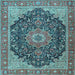 Square Medallion Light Blue Traditional Rug, tr4424lblu