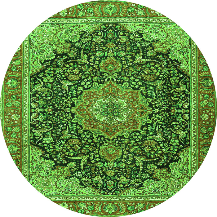 Machine Washable Medallion Green Traditional Area Rugs, wshtr4424grn