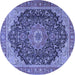 Round Medallion Blue Traditional Rug, tr4424blu