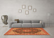 Machine Washable Medallion Orange Traditional Area Rugs in a Living Room, wshtr4424org