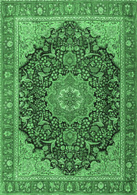 Medallion Emerald Green Traditional Rug, tr4424emgrn